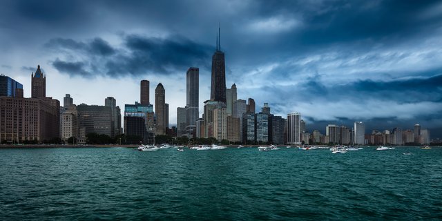 Storm rolling in over Chicago