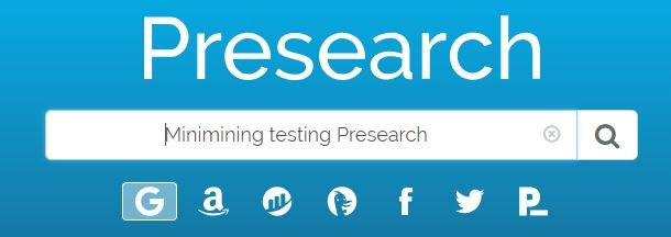 Minimining testing Presearch, a screenshot