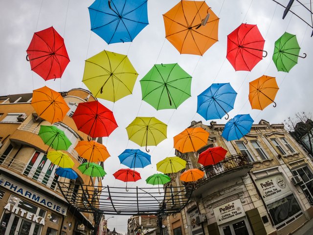  Art installation with umbrellas