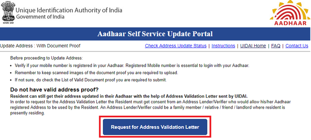 Aadhaar Self Service Update Portal