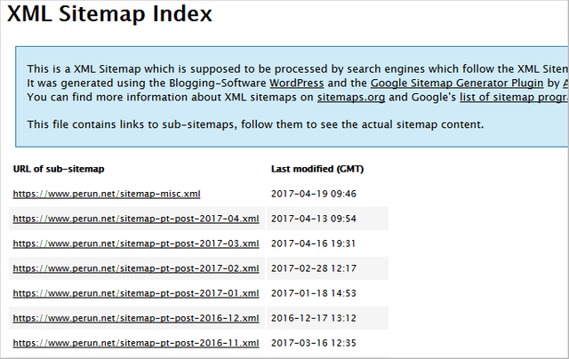 xml-Sitemap im Browser