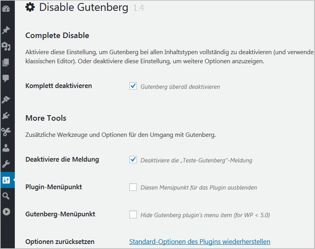 Gutenberg in WordPress deaktivieren