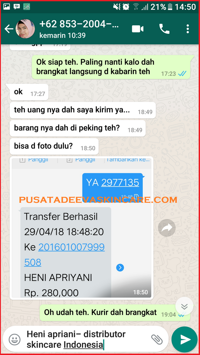 Bukti Transfer Adeeva Skincare