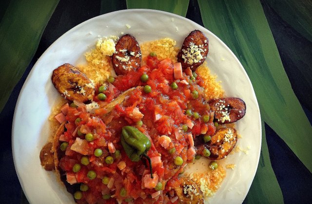 A plate of awesome. Breakfast of huevos motuleños at the reassuringly named Huevos Motuleños Cafe.