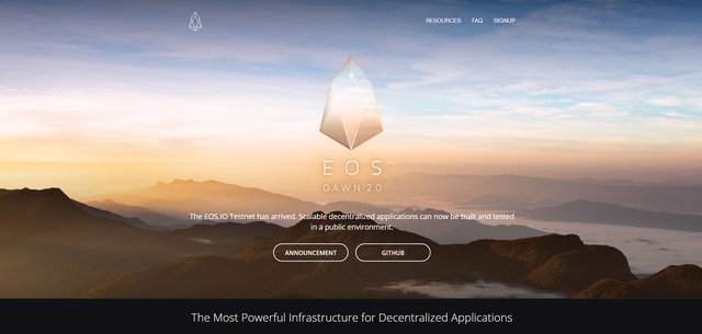 screen shot of the eos homepage for 5 cryptocurrencies to watch in 2018