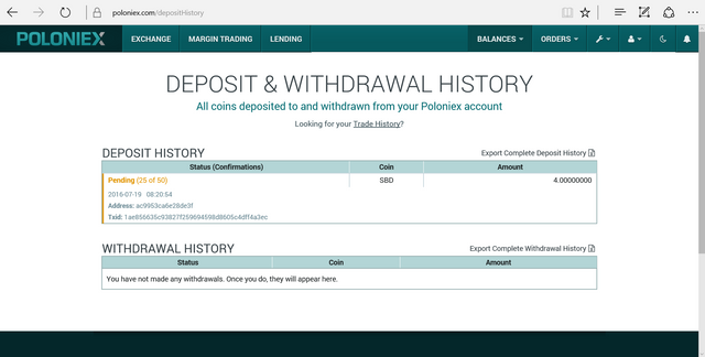 Deposit history