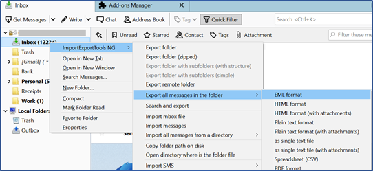 Export all messages in the folder