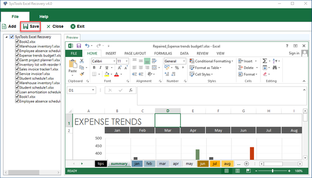 Save Excel files
