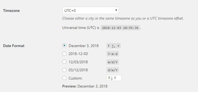 The Wordpress time zone