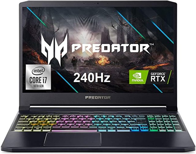 Acer Predator Triton 300 Gaming Laptop, Intel i7-10750H, NVIDIA GeForce RTX 2070 Max-Q, 15.6" FHD 240Hz 3ms IPS Display, 16GB Dual-Channel DDR4, 512GB NVMe SSD, WiFi 6, RGB Backlit KB, PT315-52-73WT Photo