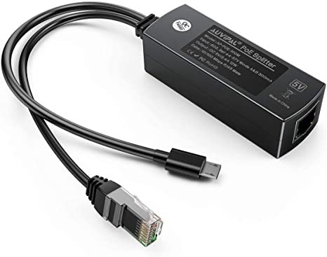 AuviPal 802.3af/at Compliant PoE Splitter, PoE to Micro USB 5V Power and 100Mbps Ethernet Adapter for Raspberry Pi, Fire TV Ethernet Adapter, Chromecast, Wyze Cam v2, Arlo 2 Pro, NanoPi and More Picture