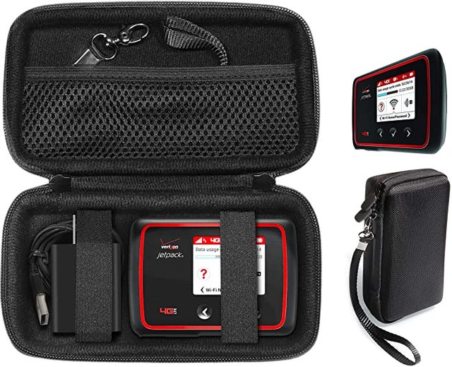 CaseSack Case for Verizon MiFi 6620L, 8800L, Jetpack 4G LTE Mobile Hotspot, TP-Link AC750 Wireless Portable Nano Travel Router, Mesh Accessory Pocket, Detachable Wrist Strap JPG