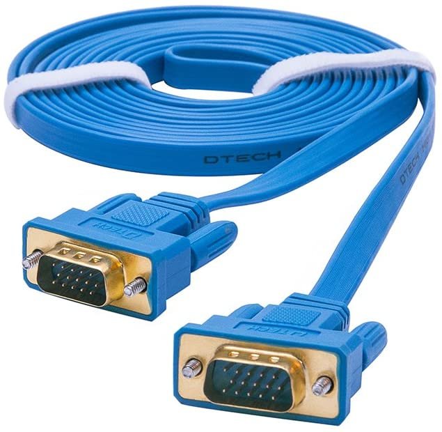 DTECH Ultra Slim Flat Computer Monitor VGA Cable 15 Feet Male to Male Connector Wire - Blue - 5m JPG