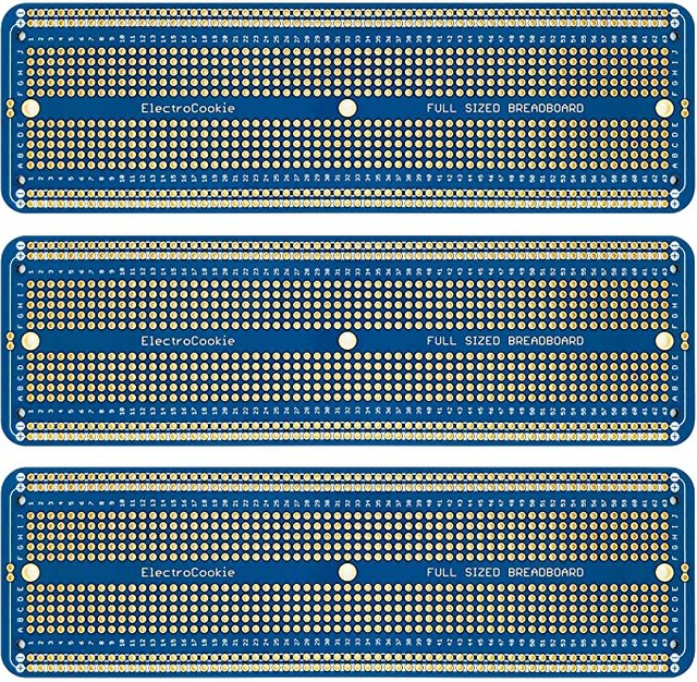 ElectroCookie Solderable Breadboard Large PCB Board for Electronics Projects Compatible for DIY Arduino Soldering Projects, Gold-Plated (3 Pack, Blue) JPG