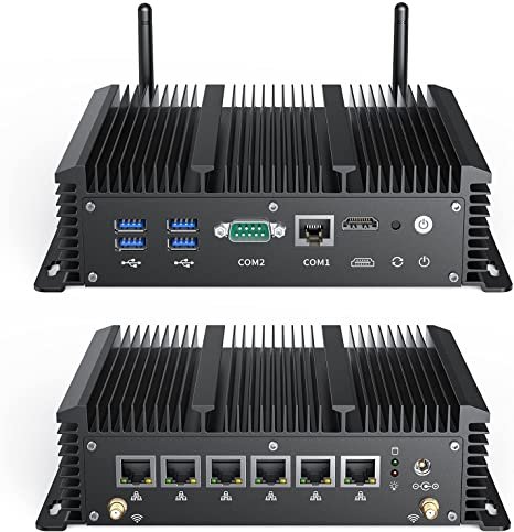 Fanless Mini PC, ZIEENC Industrial PC Intel Celeron 3865U Dual Core, 8GB RAM 128GB SSD, Firewall Appliance, VPN Router, AES-NI, Micro PC Dual Core Desktop Small Computer with 6 Gigabit Ethernet NIC JPG