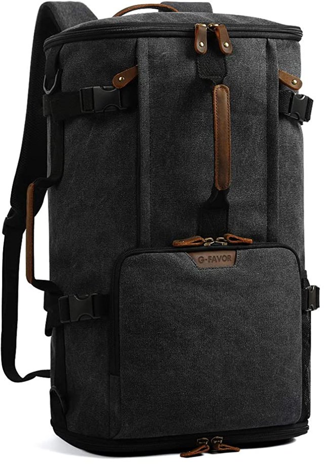 G-FAVOR 40L Travel Backpack,Vintage Canvas Rucksack Convertible Duffel Bag Carry On Backpack Fit for 17.3 Inch Laptop Bag Picture