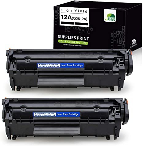 JARBO Compatible Toner Cartridges Replacement for HP 12A Q2612A, Use with Laserjet 1020 1012 1022 1010 1018 1022n 3015 3030 3050 3052 3055 M1319F Printer (Black), 2-Pack JPG