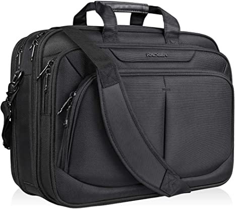 KROSER Laptop Bag For 17" Laptop Briefcase Water-Repellent Expandable Computer Bag Business Messenger Bag Shoulder Bag for School/Travel/Women/Men-Black JPG