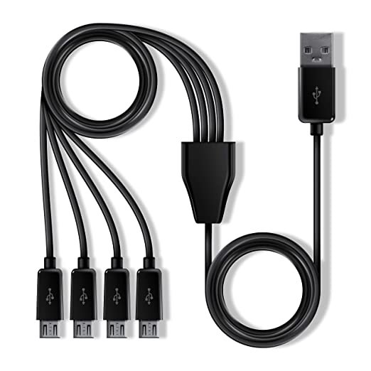 My Arcade My Arcade Multi-Cable - USB Splitter Cable for Micro Player Mini Arcade Cabinets - 1 USB A to 4 Micro USB - Connects up to 4 Micro Players - Electronic Games; Photo