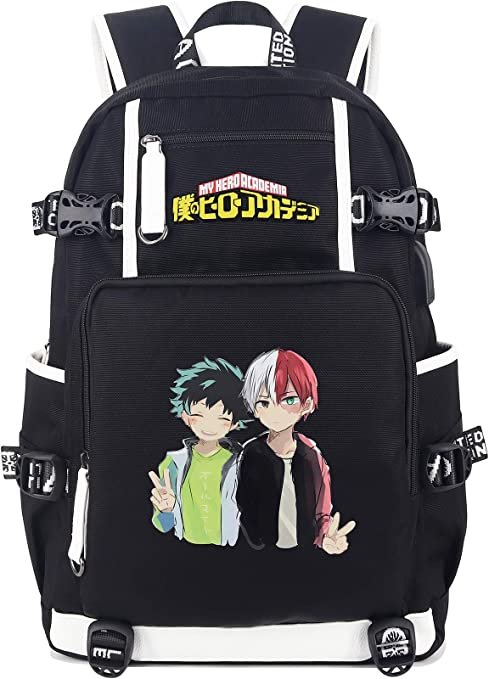 Roffatide Anime My Hero Academia Backpack College School Bag Print Laptop Backpack with USB Charging Port & Headphone Port Picture