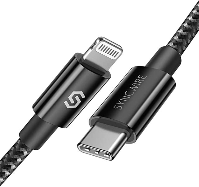 Syncwire USB C to Lightning Cable [Apple MFi-Certified 6ft] iPhone 12 Fast Charger Cable Nylon Braided for iPhone 12/11 Pro/X/XS/XR / 8 Plus/AirPods Pro, Supports Power Delivery - Black Picture