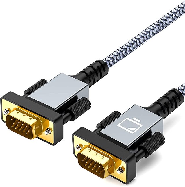 VGA Cable 10ft, Capshi VGA to VGA Cable Nylon Braided Reinforced Aluminum Shell 24k Gold-Plated Support 1080P Full HD with 15 pin VGA Port Compatible for Projector, Monitor or Any VGA Devices Photo