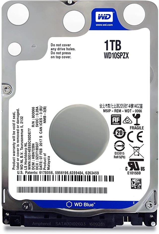 WD Blue 1TB Mobile Hard Disk Drive - 5400 RPM SATA 6 Gb/s 128MB Cache 2.5 Inch - WD10SPZX (Renewed) Picture