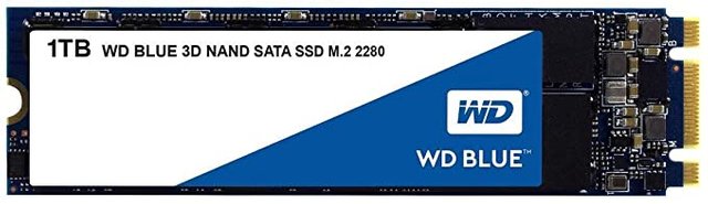 Western Digital 1TB WD Blue 3D NAND Internal PC SSD - SATA III 6 Gb/s, M.2 2280, Up to 560 MB/s - WDS100T2B0B JPG