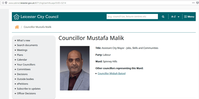 Councillor Mustafa Malik