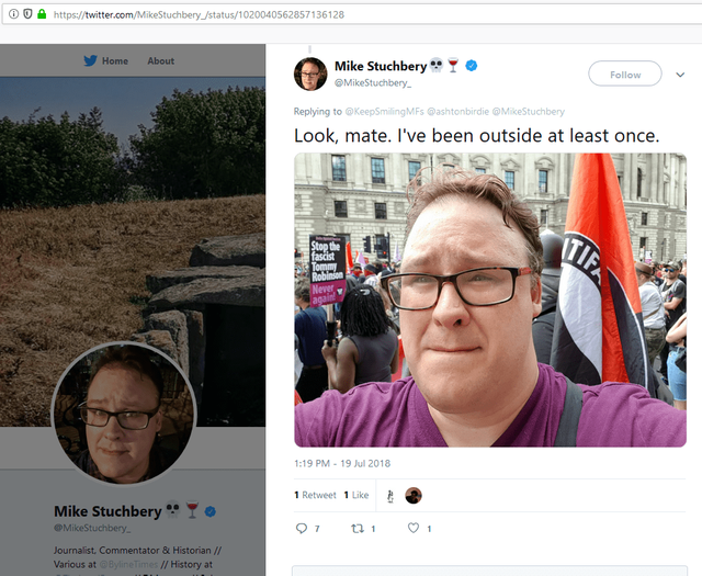 Mike Stuchbery Standing With ANTIFA