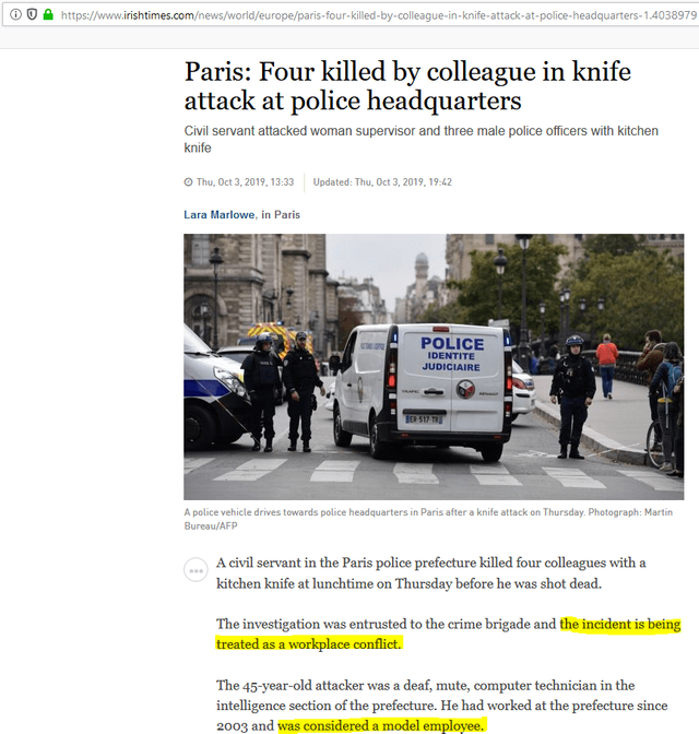 Irish Times Quoting "Workplace Violence"