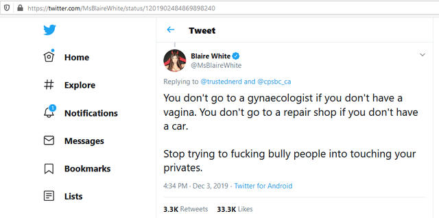 Blaire White Replies To Jessica On Twitter