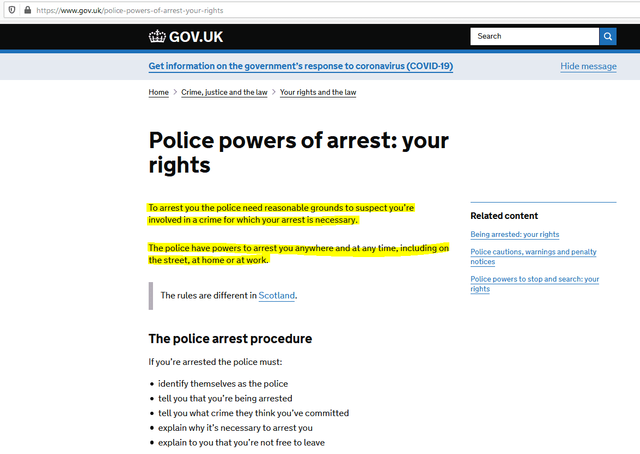 Police Arresting Powers UK