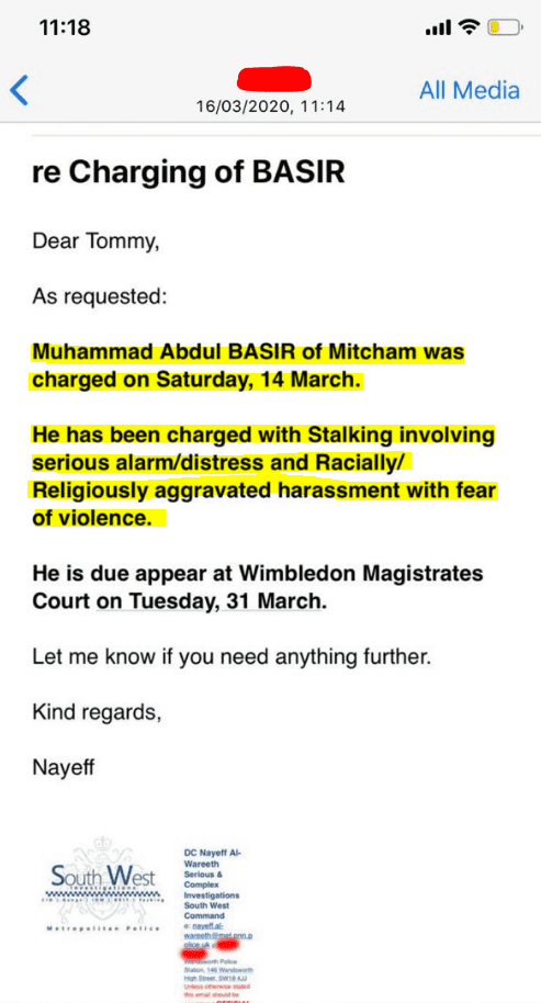 Met Police Confiming Abdul Was Charged