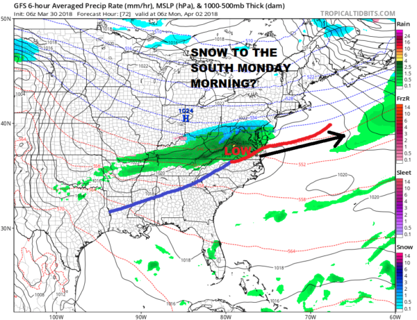 Onshore Flow Hangs On Easter Weekend Long Island Snow Sunday Night South For Now