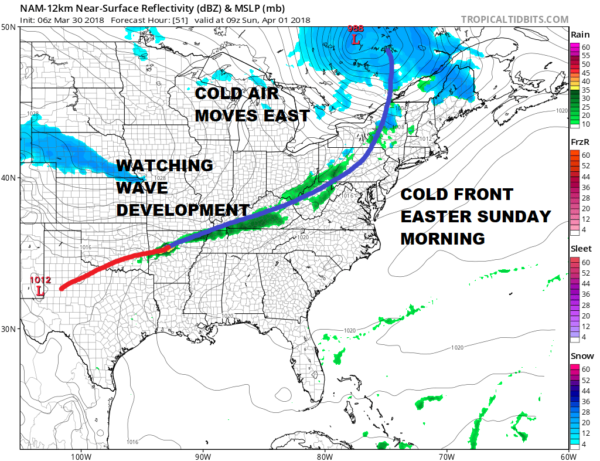 Onshore Flow Hangs On Easter Weekend Long Island Snow Sunday Night South For Now