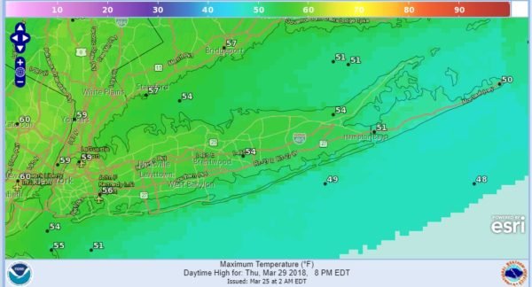 WEDNESDAY'S FORECAST HIGH TEMPERATURES