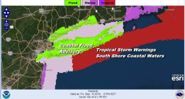 Dorian Moving Northeast Rain Bands Over Long Island