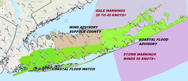 Long Island Noreaster Wind Rain Coastal Flooding Into Friday