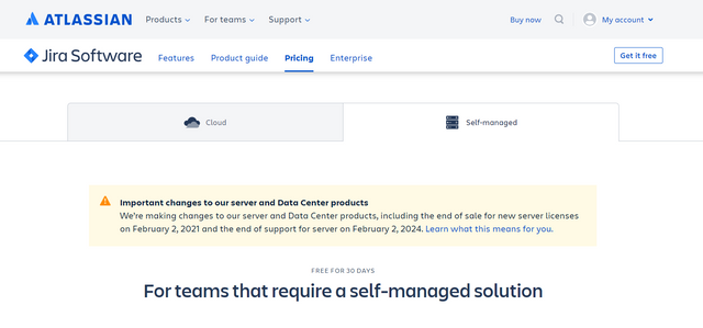 jira server and data center notice