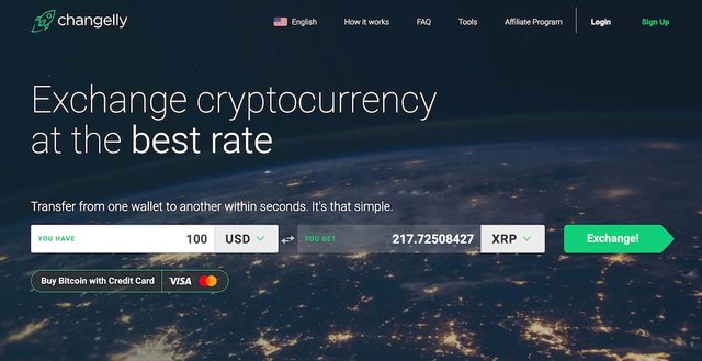 Changelly exchange home page USD for XRP. Guide to buy XRP with a credit card.