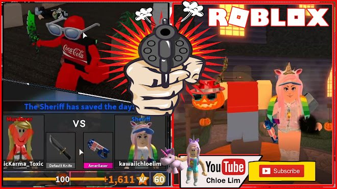 Roblox Gameplay Murder Mystery 2 Got A Free Pumpkin Pet Coca Cola Killer On The Loose Dclick - chloe tuber roblox royale high halloween event gameplay chest