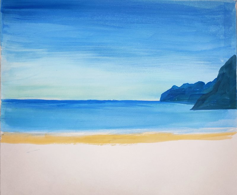 Sea Beach Painting By Poster Colour Dclick