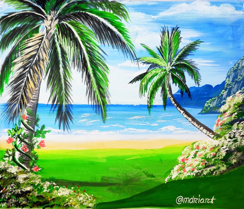 Sea Beach Painting By Poster Colour Dclick