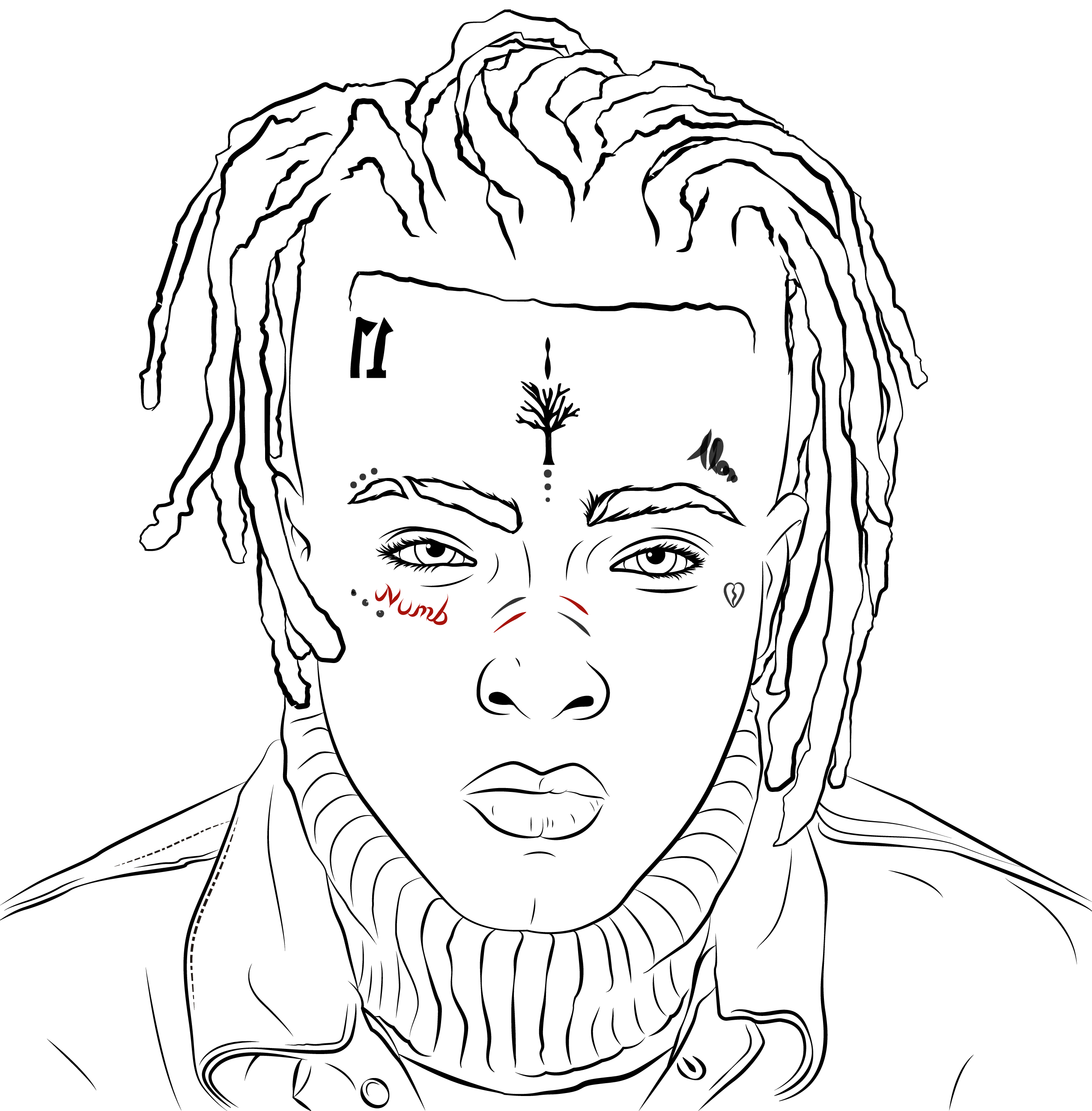 XXXTentacion Microphone Sketch for Coloring
