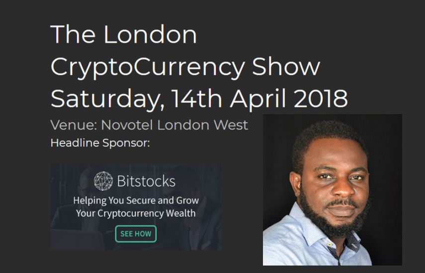 ejemai representing STACH at the London Cryptocurrency Show 2018