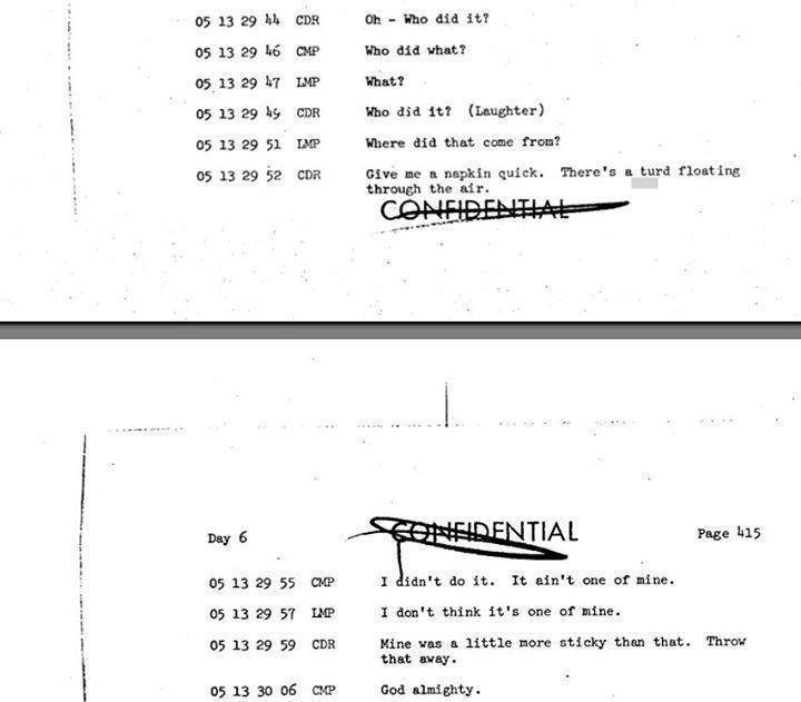 This is the actual transcription of the Apollo 10 flightcrew communications as recorded on the command module CM. This particular section describes a moment when the crew have to deal with an unexpected .jpg