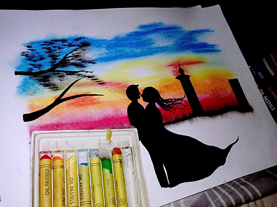 Romantic Couple Drawing Dancing Scenery With Oil Pastels For Beginners step  by step !! ARTXONE - YouTube