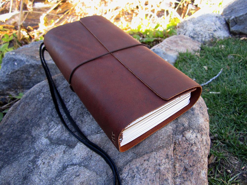 Chunky Oiltan Wrap Standard midori style travelers notebook journal Dk Brown 1a.jpg