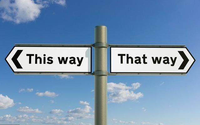 Right this way. Right way. Right and wrong way. Wrong way choice. April wrong way.